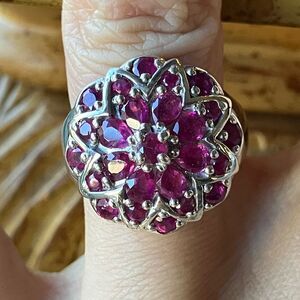 Genuine Ruby Sterling Silver Cocktail Ring Size 6